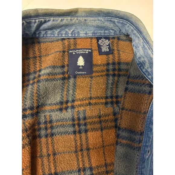 Vintage Roundtree and Yorke outdoors denim fleece jacket size large - Picture 2 of 8